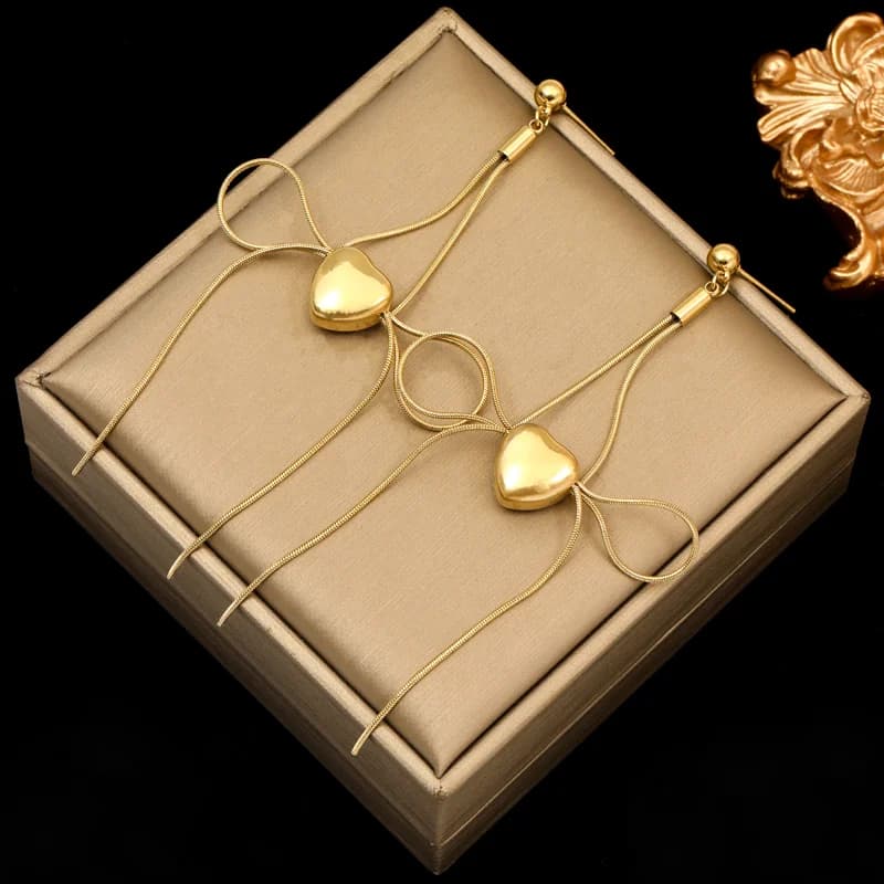 Orecchini pendenti geometrici color oro in acciaio inox 316L