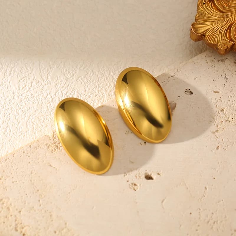Orecchini a Bottone Cuore Geometrico Color Oro