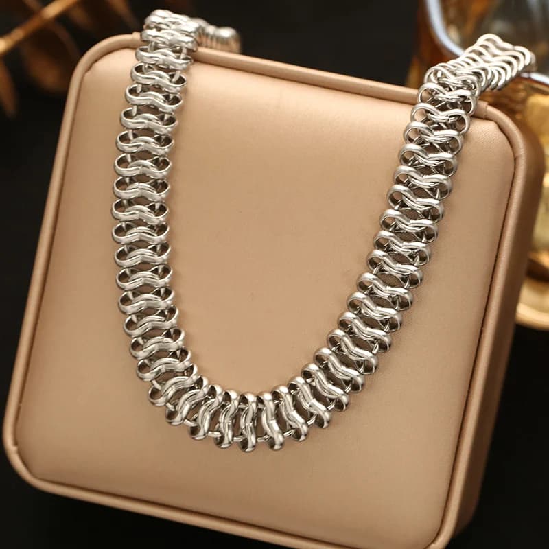 Set Collana e Bracciale Catena Spessa Dorata