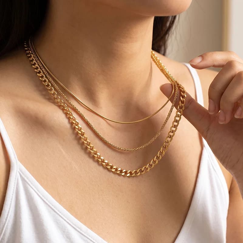 Collana a strati minimalista in acciaio inox