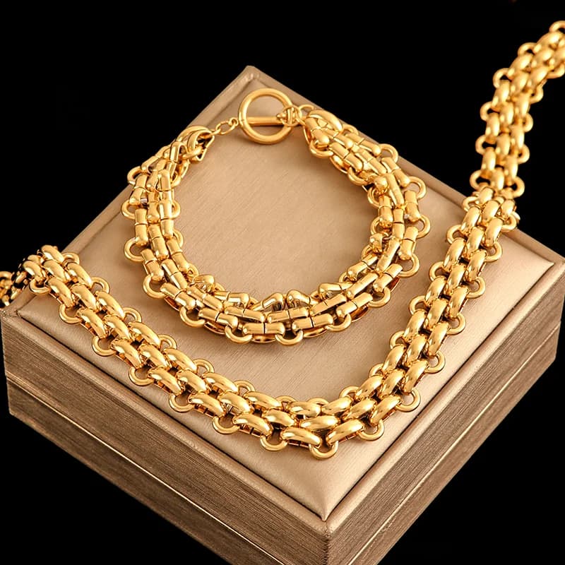 Set collana e bracciale Cuban Chain, argento