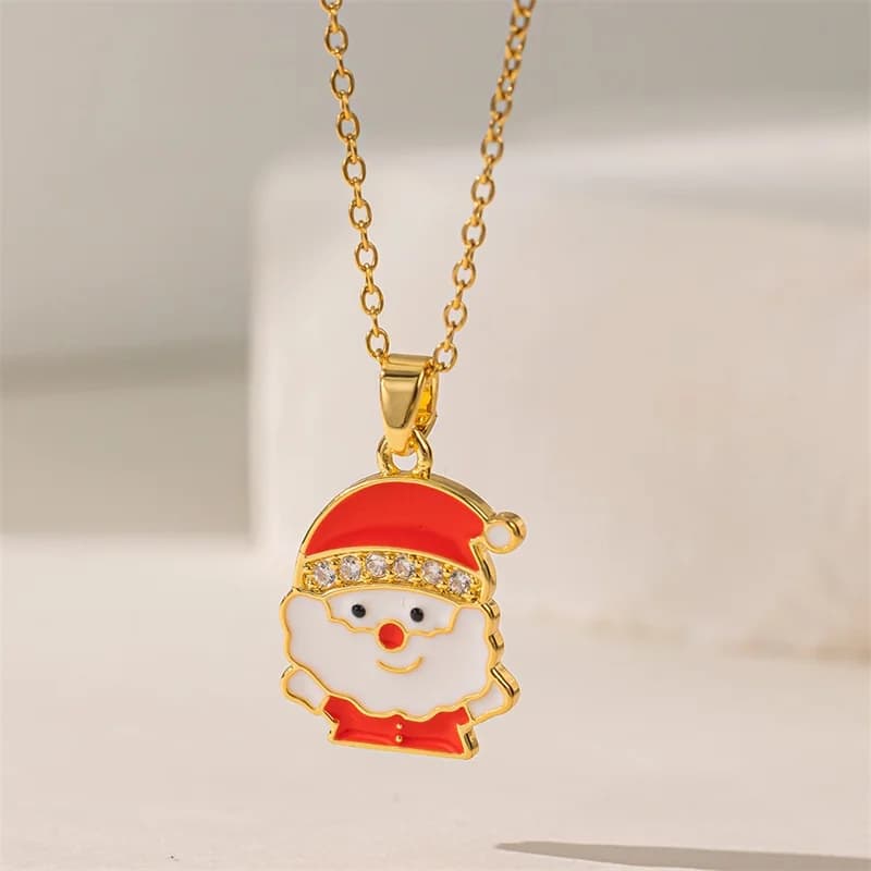 Collana con ciondolo elementi natalizi in acciaio inox