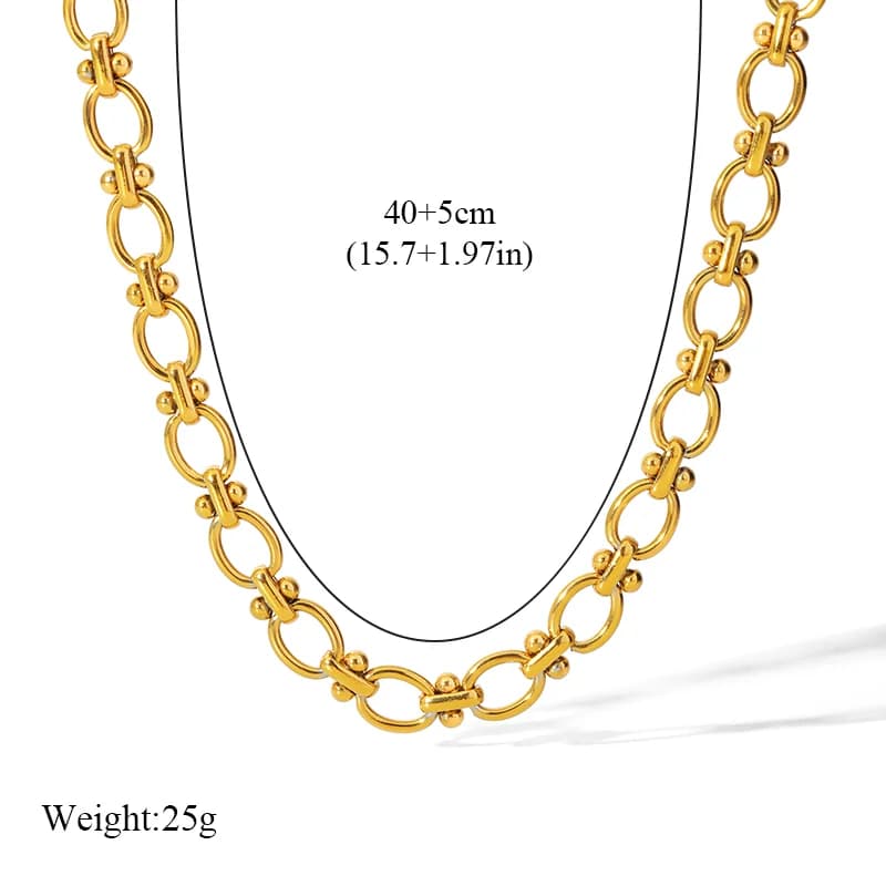 Collana a catena in acciaio inox, placcata oro