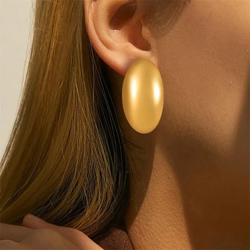 Orecchini a Bottone Cuore Geometrico Color Oro