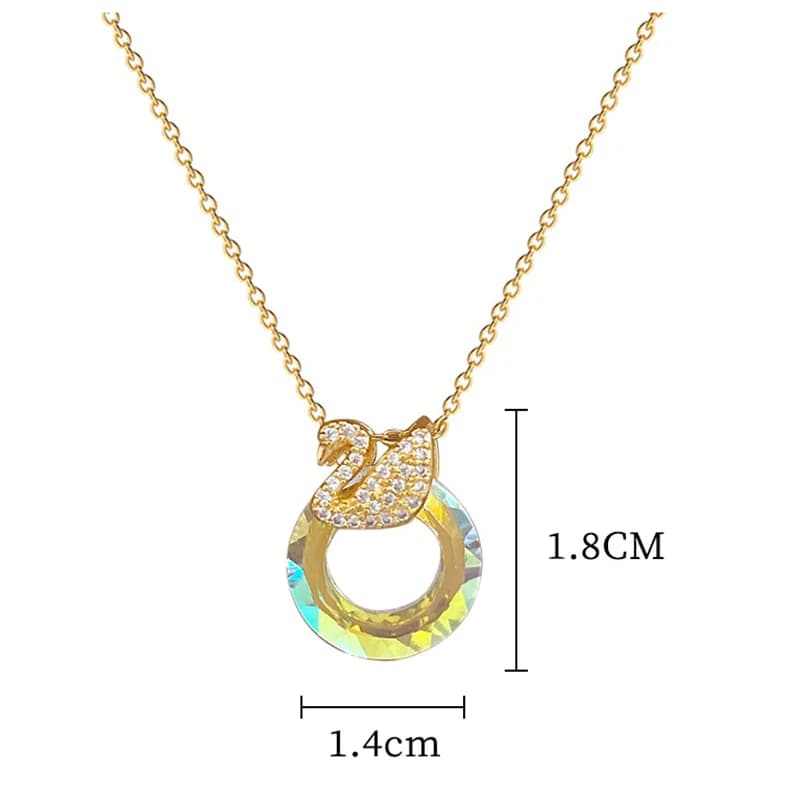 Collana con ciondolo Cigno in Zirconia Cubica, Tono Oro
