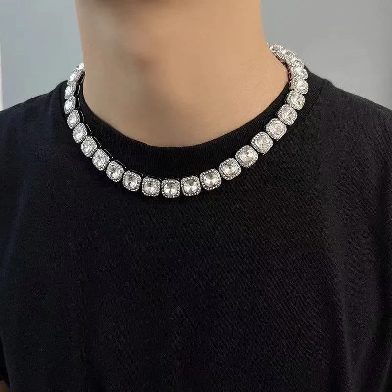 Collana a catena cubana in acciaio inox 316L con zirconi