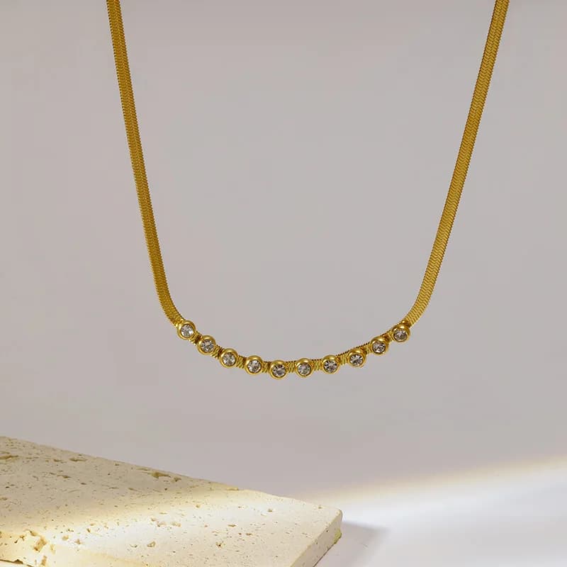 Collana Choker con Catena in Zircone Color Oro
