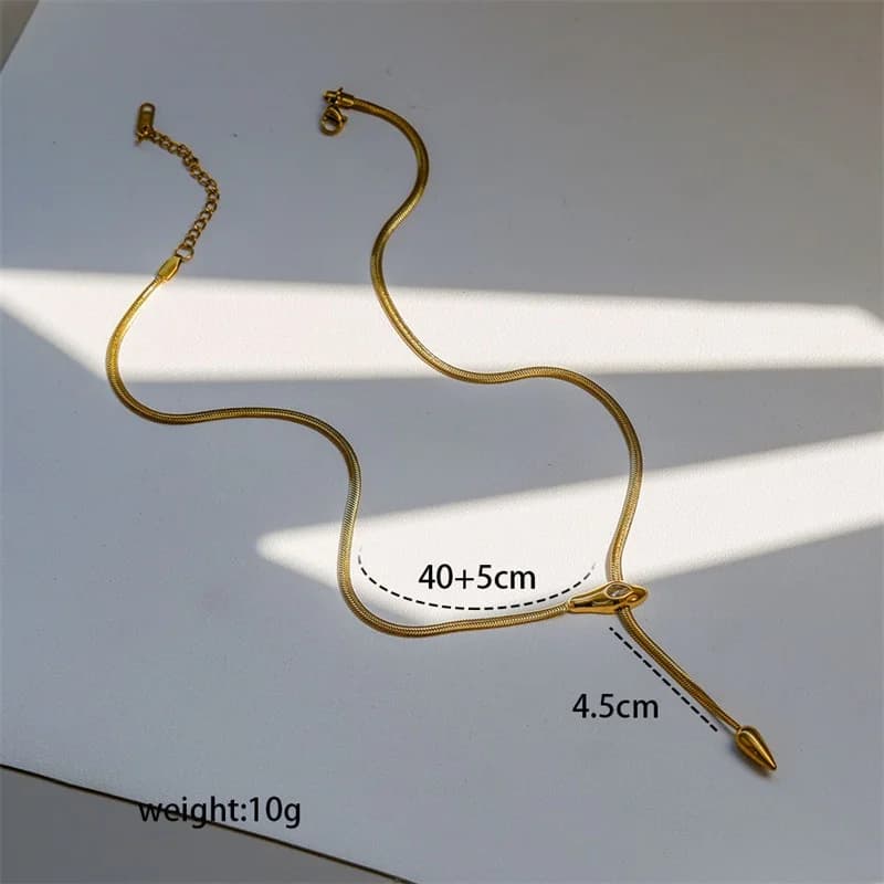 Collana a Y con pendente lungo a testa di serpente