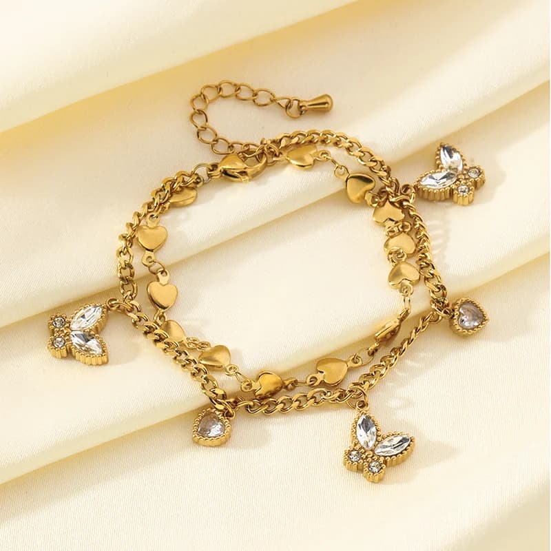 Bracciale a Catena con Farfalla in Zirconia Cubica
