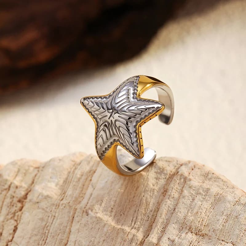 Anello Aperto Regolabile Cavalluccio Marino Smaltato
