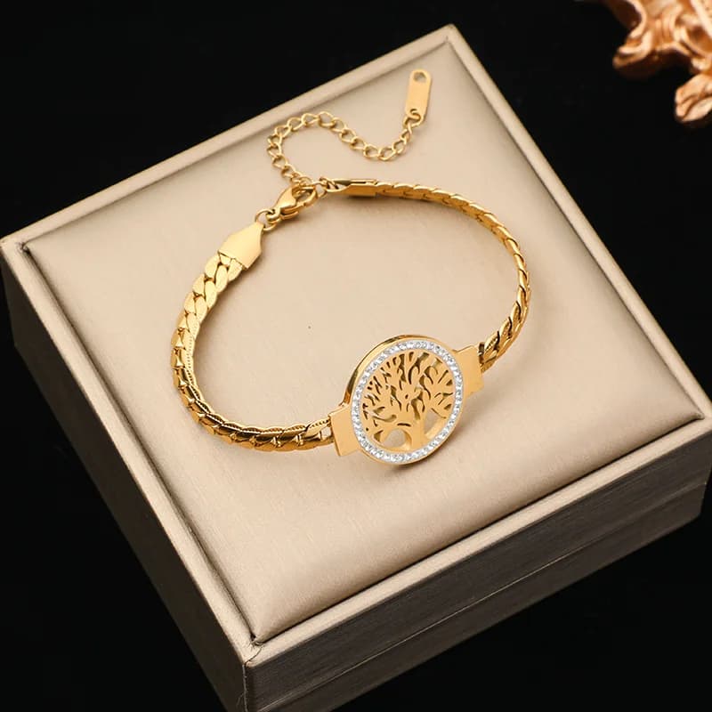 Bracciale con ciondoli stella e leopardo, catena spessa in acciaio inossidabile