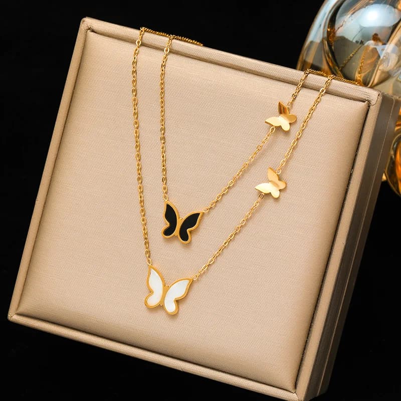 Collana con Pendente Cuore Farfalla Zirconia