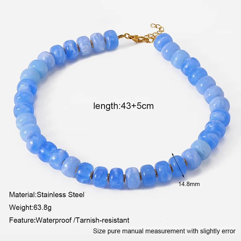 Collana a girocollo con perline in resina acrilica