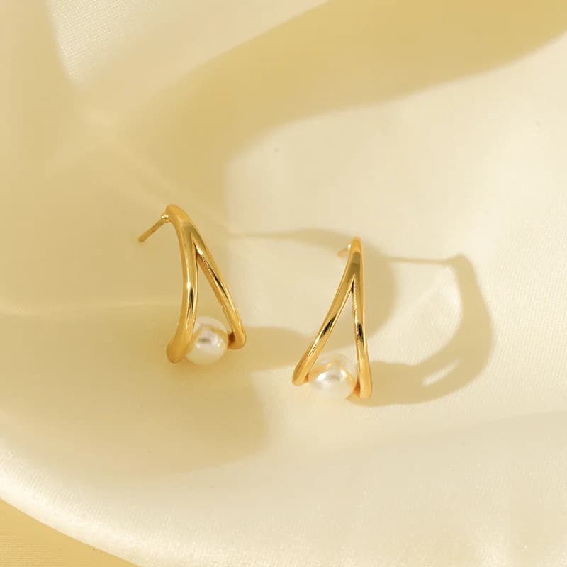 Orecchini a goccia con perla creativa, placcatura in oro 18K