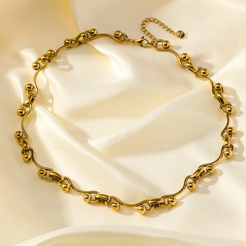 Collana a catena spessa in acciaio inox, colore oro