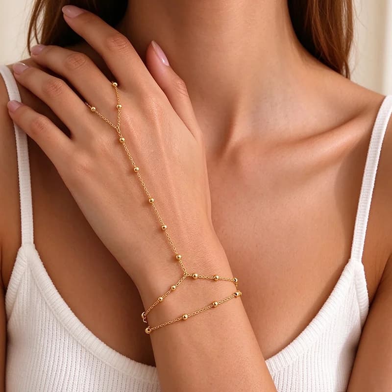 Bracciale catena con sfere metalliche testurizzate