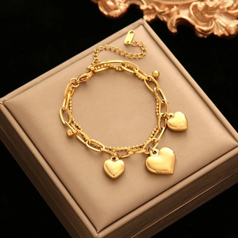 Bracciale con Ciondoli Sole Luna Stella Marina Dorati