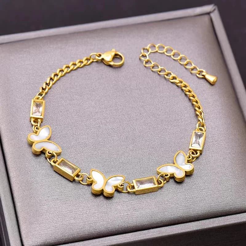 Bracciale a Catena con Farfalla in Zirconia Cubica