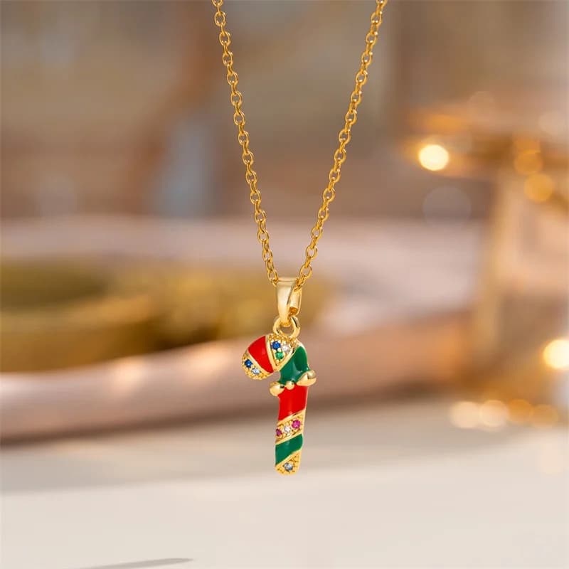 Collana con Ciondolo Albero di Natale e Fiocco di Neve