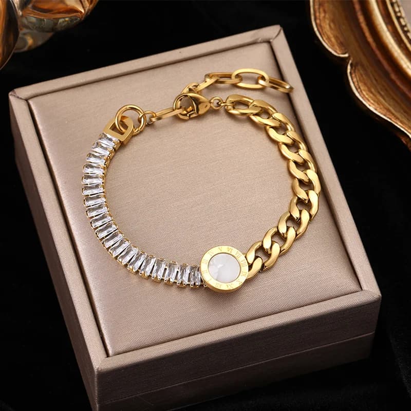 Bracciale a catena scintillante con cristalli di zircone