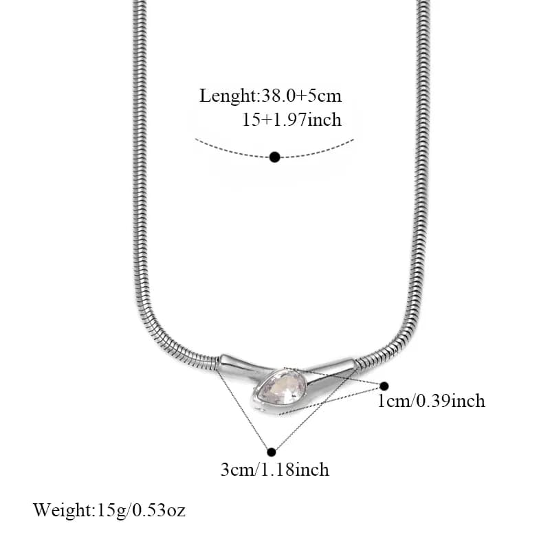 Collana con Pendente Serpente e Zirconi, Colore Argento