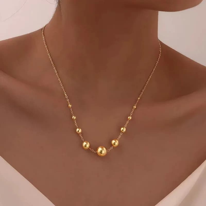 Collana a catena con sfere spesse color oro