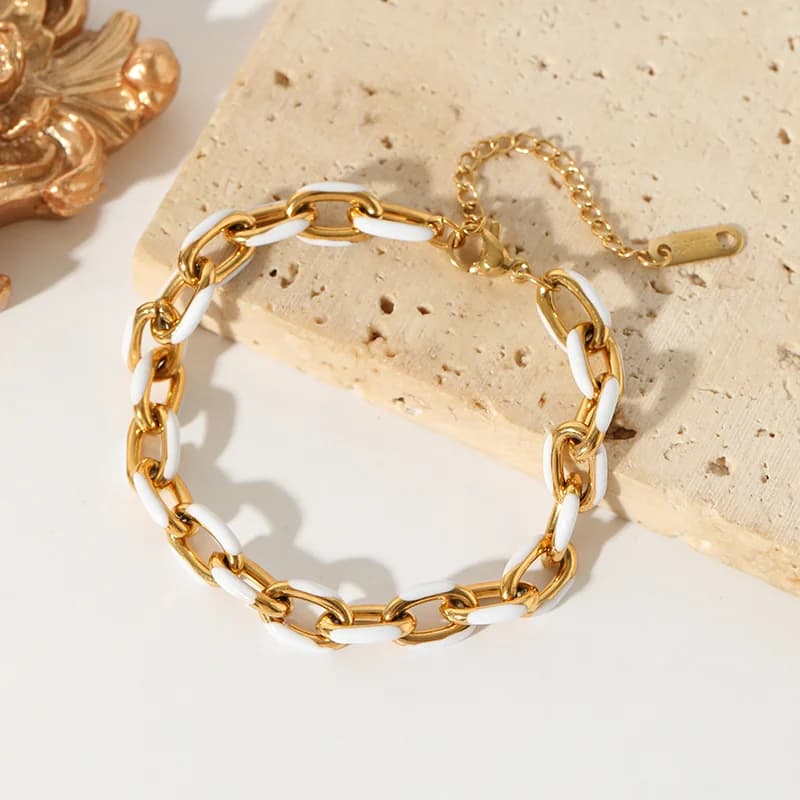 Bracciale con Smalto Bianco da Donna