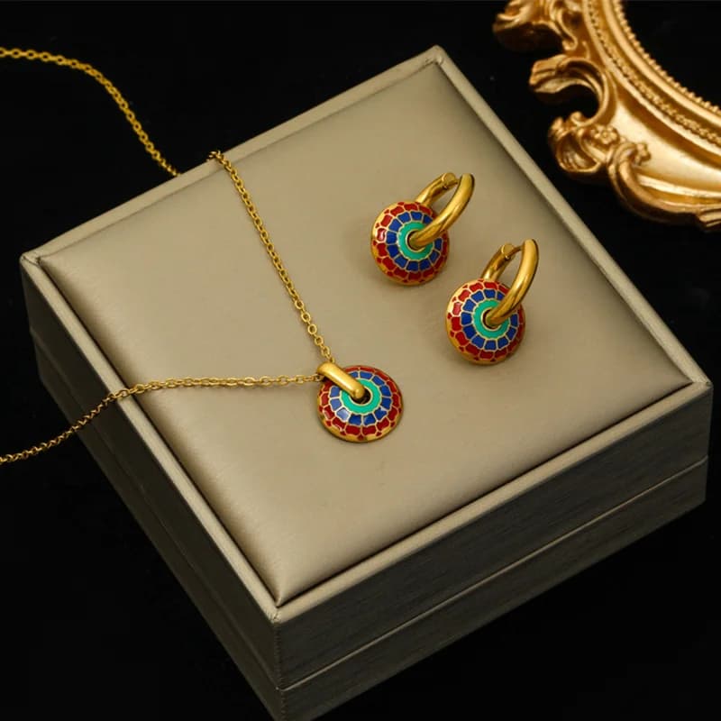 Set Collana e Orecchini con Fiori Vintage