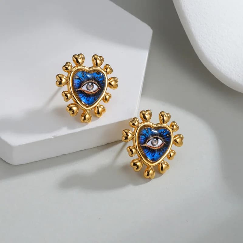 Set di Gioielli in Acciaio Inossidabile con Occhio Blu