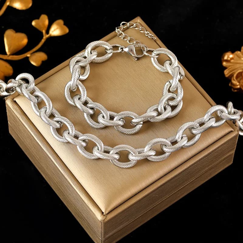 Set Collana e Bracciale con Catena Spessa Statement
