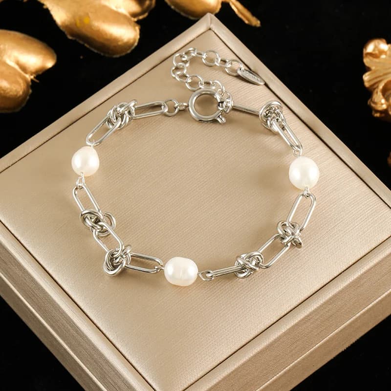 Bangle largo a catena lucida, color oro