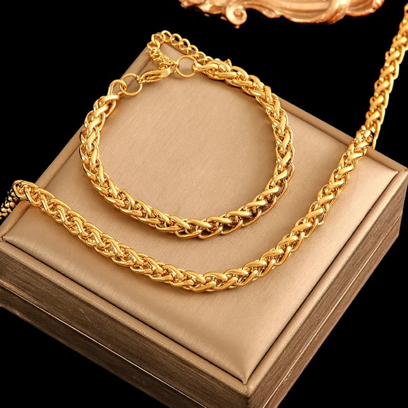 Set Minimalista Catena Metallica Collana e Bracciale