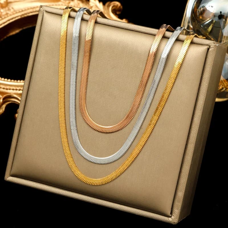 Collana a catena multicolore in acciaio inossidabile 316L, 3 strati