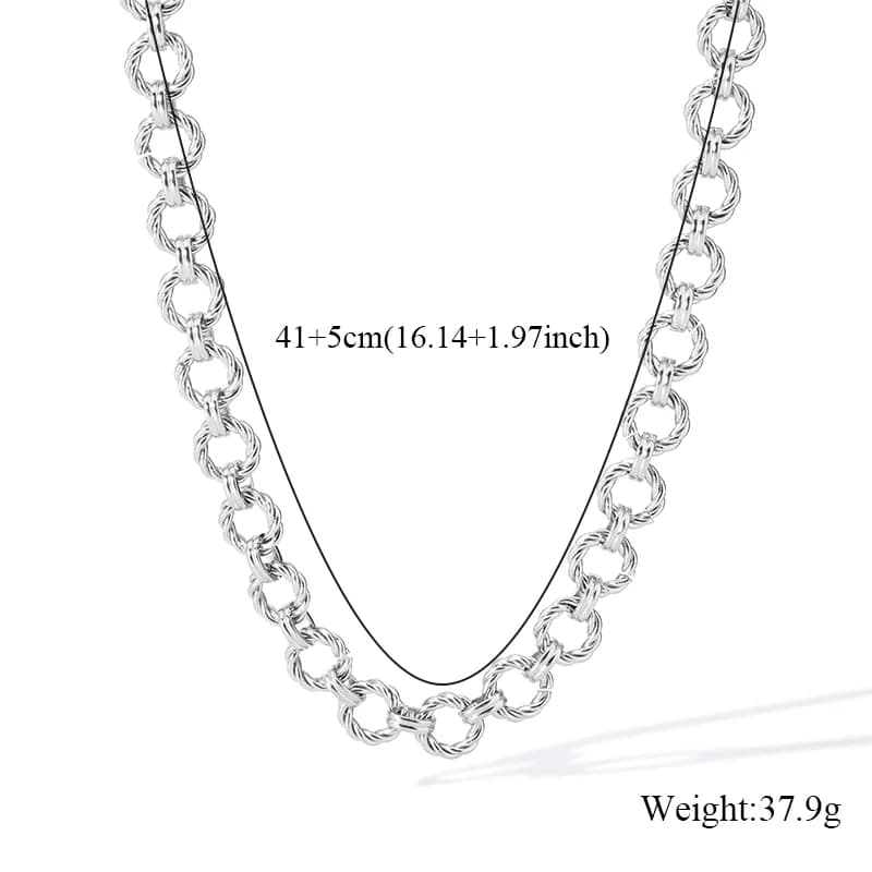 Set di Gioielli con Catena a Maglie Tonde Colore Argento