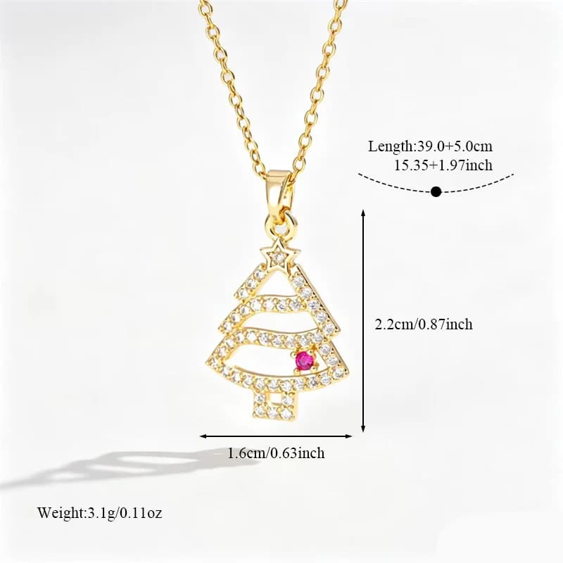 Collana con Pendente Albero di Natale Brillante e Zirconi