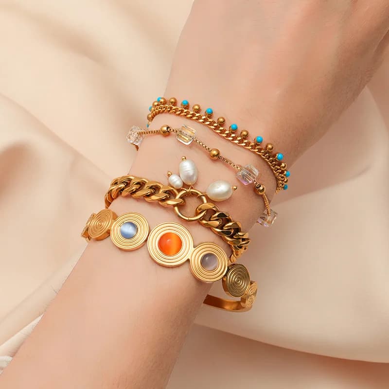 Set Collana e Bracciale con Perline Blu