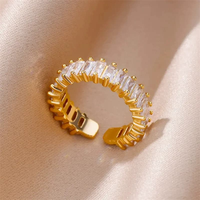 Anello regolabile in acciaio inox 316L con zirconi cubici