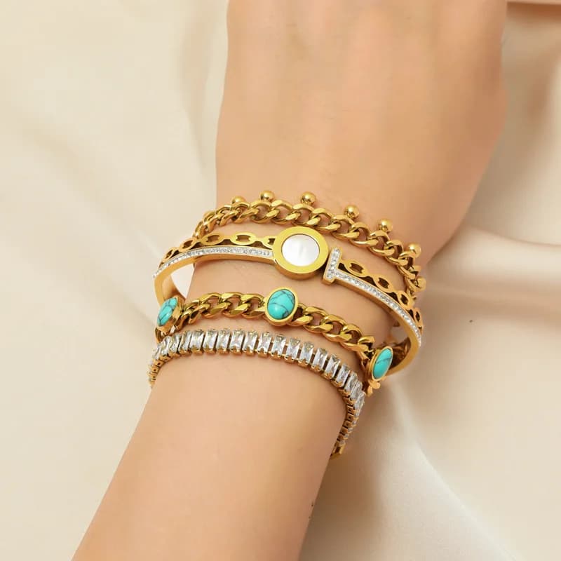 Set Collana Choker e Bracciale a Catena Grossa, Oro