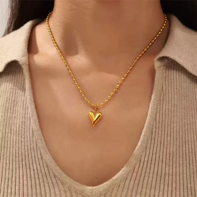 Set Collana e Orecchini a Cuore con Perle