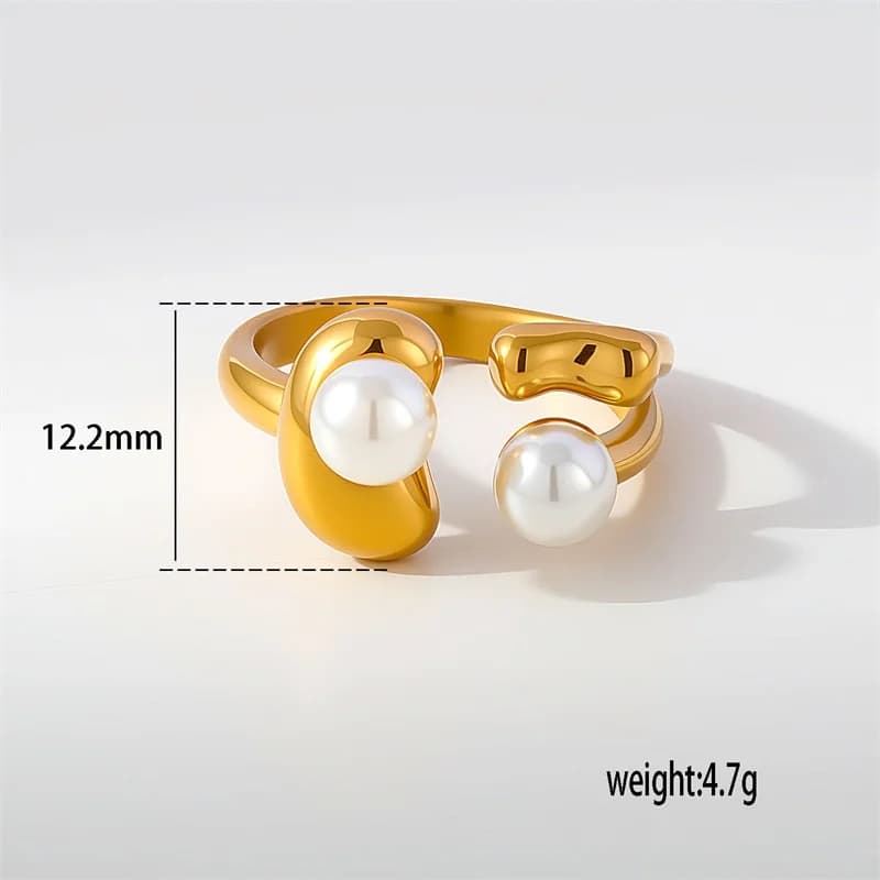 Anello Regolabile Cuore con Zirconia Cubica e Perla