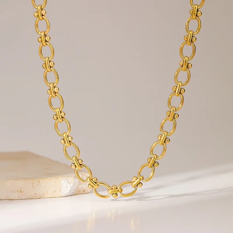 Collana a catena in acciaio inox, placcata oro