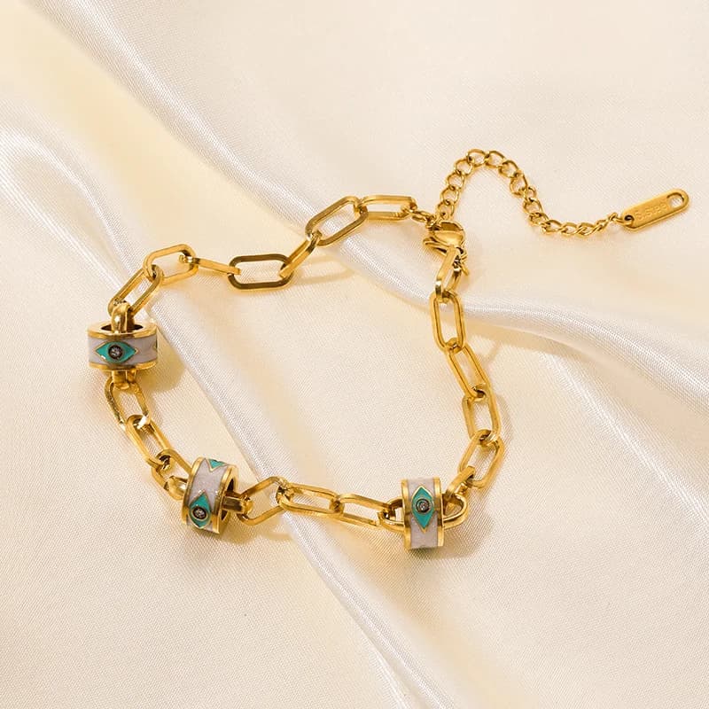 Bracciale charm geometrico circolare in acciaio inox
