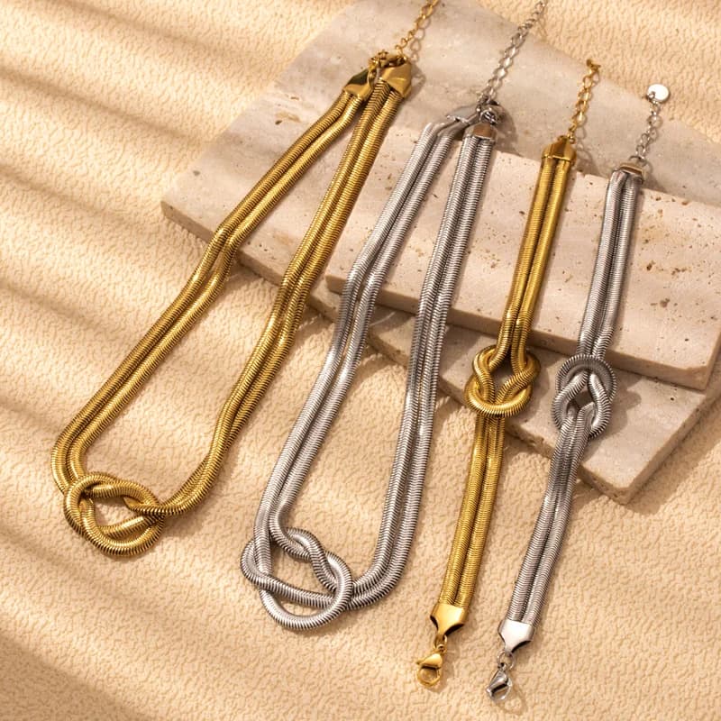 Set Collana e Bracciale Serpente Nodo Dorato