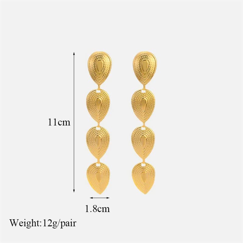 Orecchini Pendenti a Nappe Lunghe, Colore Oro