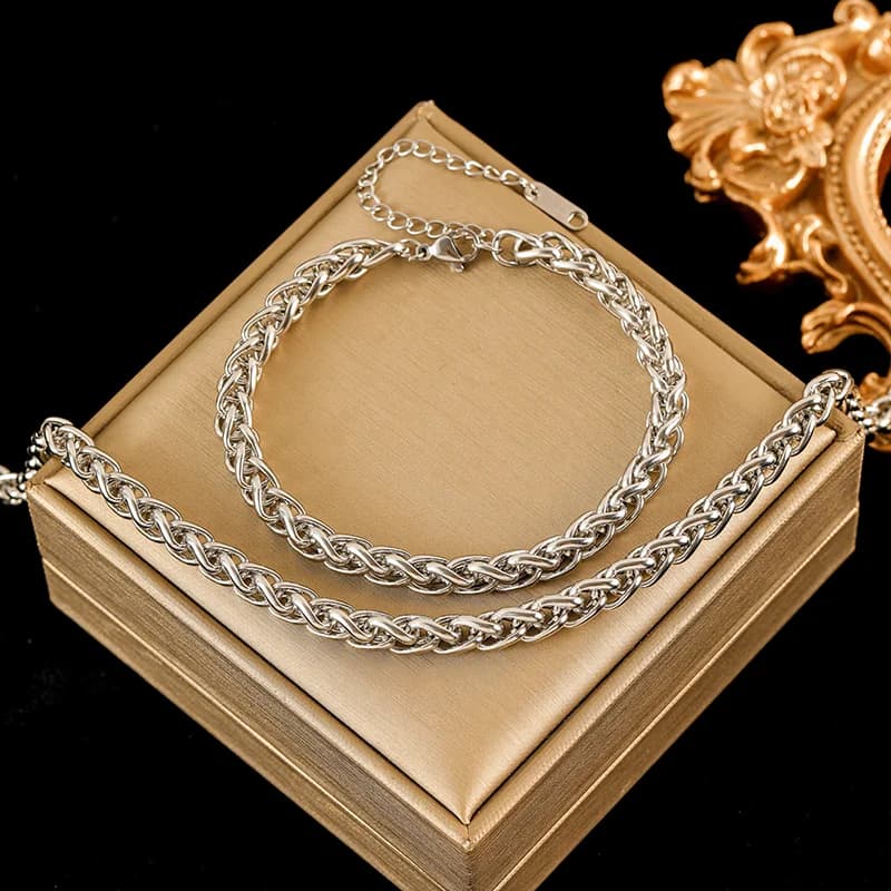 Set Minimalista Catena Metallica Collana e Bracciale