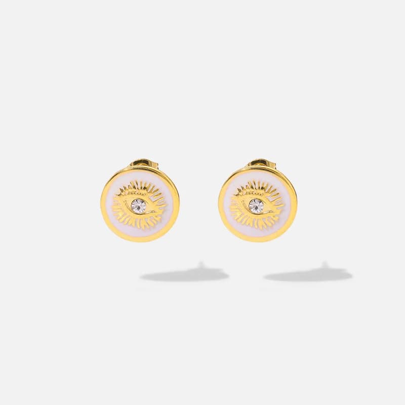 Orecchini con pietre bianche, acciaio inossidabile 316L