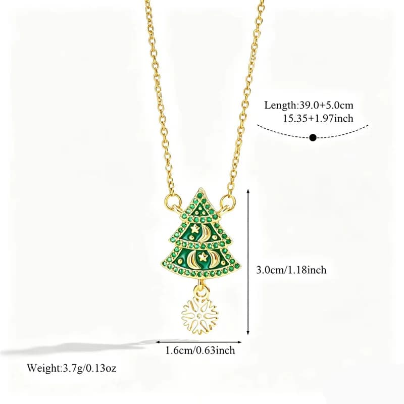 Collana con Ciondolo Albero di Natale e Fiocco di Neve