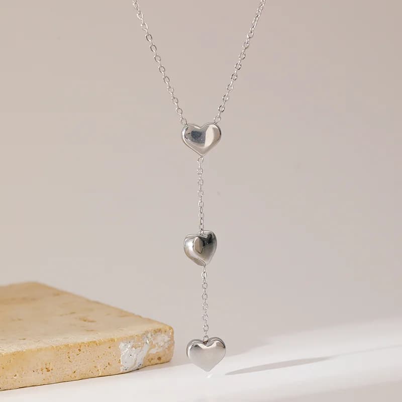 Set Collana e Orecchini Cuore Lucido, Argento
