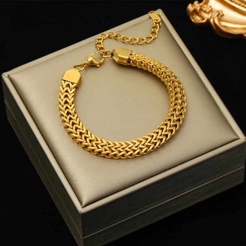 Set Choker e Bracciale con Catena Grossa Color Oro