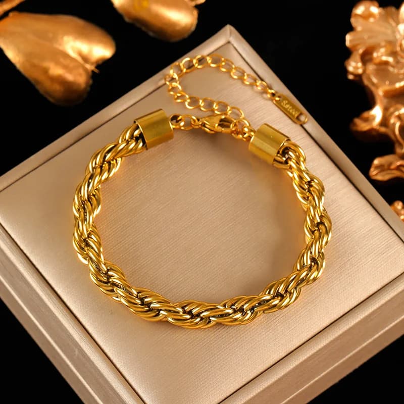 Set Collana e Bracciale con Catena Twist Spessa 8mm